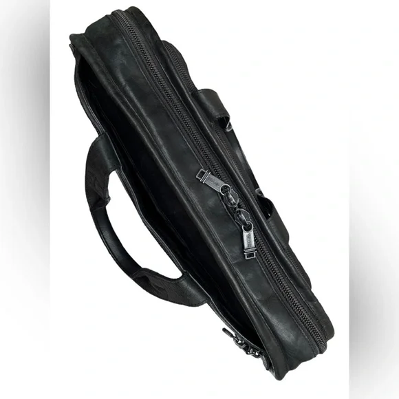 Tumi 96111DH ALPHA Slim Large Screen Black Leather Portfolio Briefcase Laptop​ - Picture 6 of 16